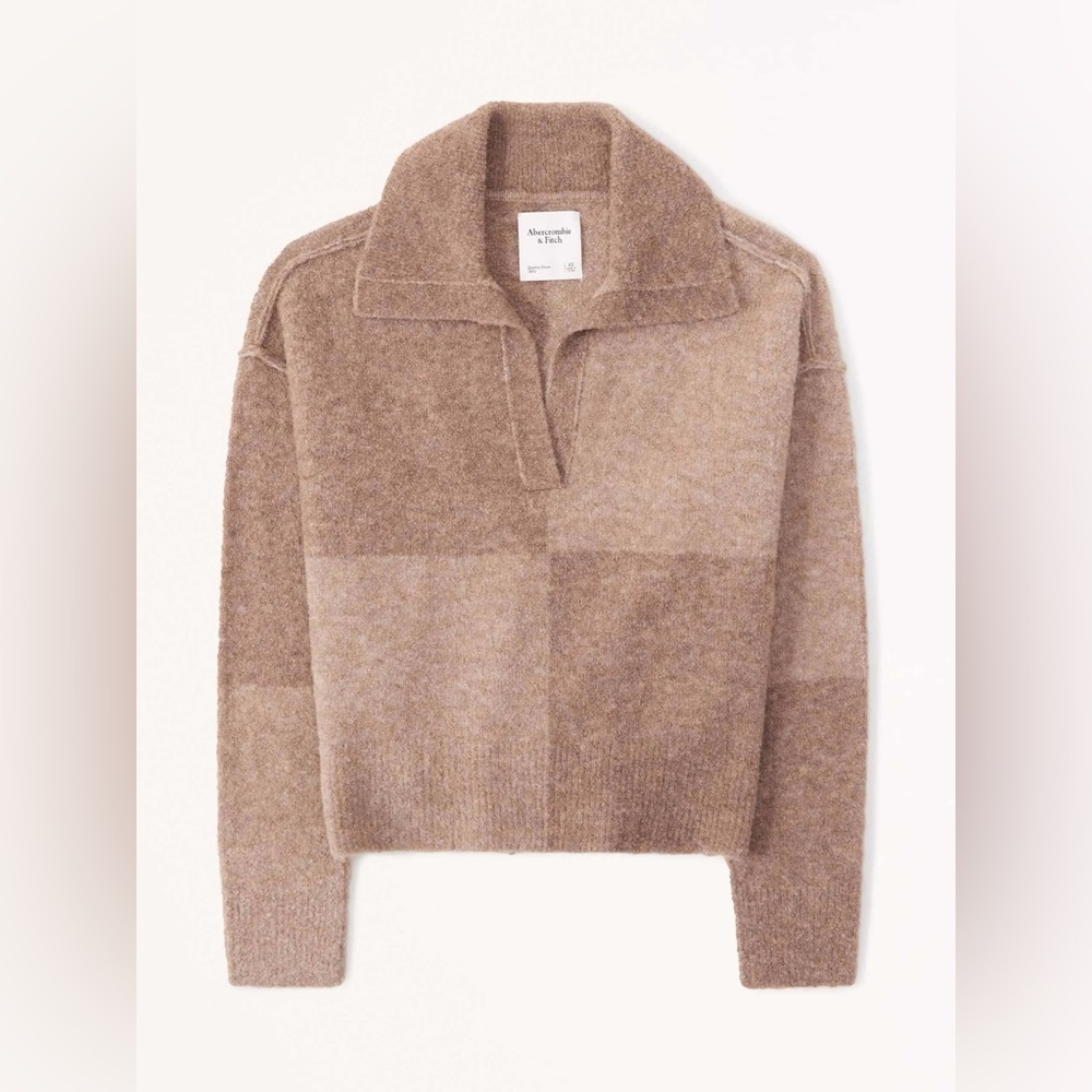 Abercrombie & Fitch Women's Brown Patchwork Funnel Neck Sweater